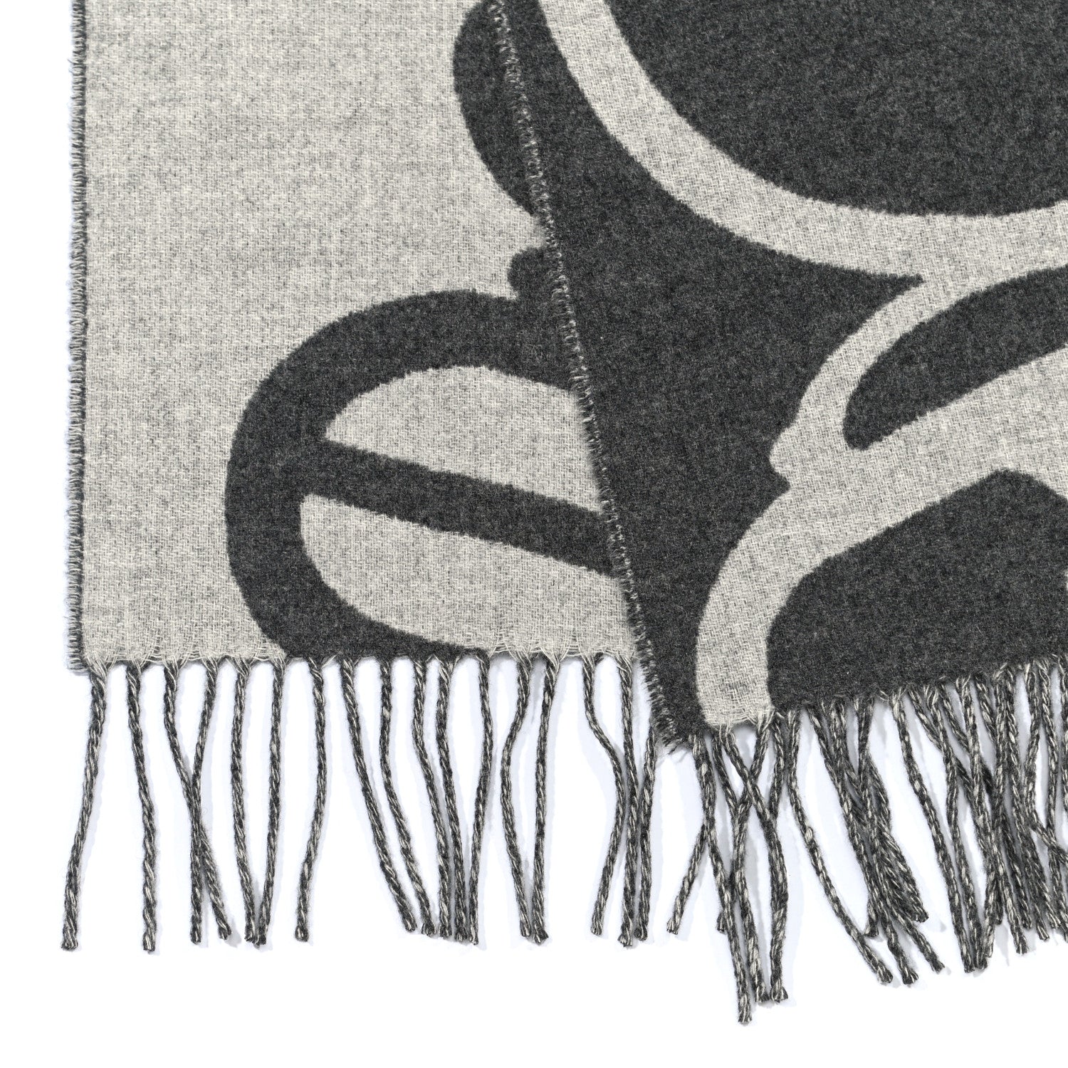 Hermes Cashmere Boucles et Camails Muffler Anthracite Gris Clair 3 of 4