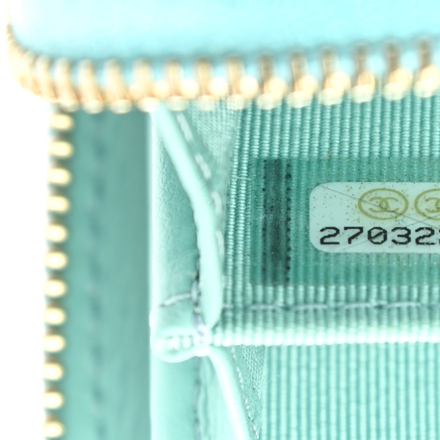 Caviar Quilted Zip Coin Purse Light Blue