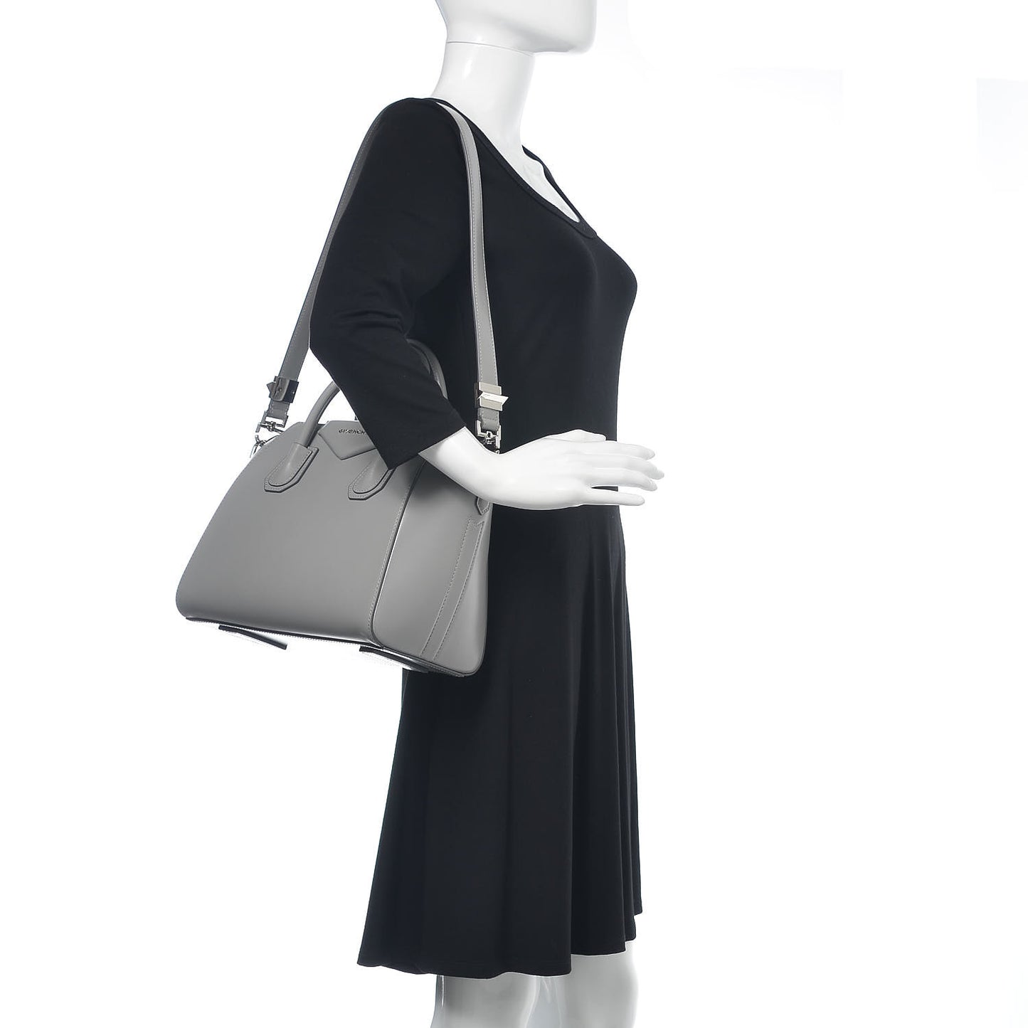 Shiny Lord Calfskin Small Antigona Pearl Grey