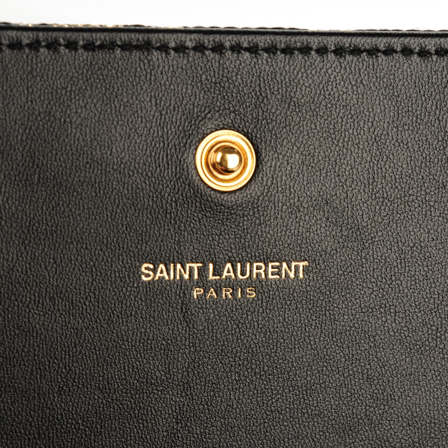 Saint Laurent Canvas Star Print Monogram Chain Wallet Gold Black 7 of 8