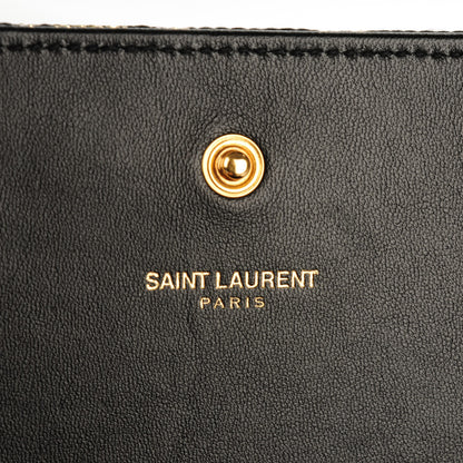 Saint Laurent Canvas Star Print Monogram Chain Wallet Gold Black 7 of 8