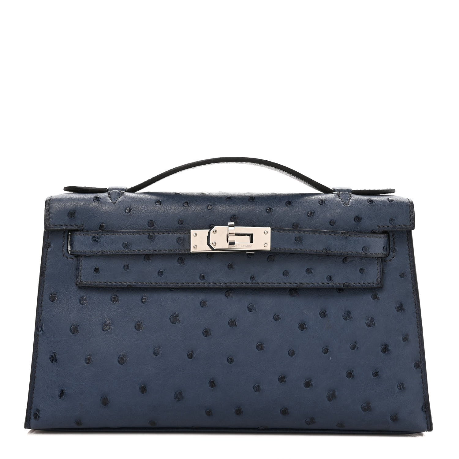 Hermes Ostrich Kelly Pochette Bleu Roi 1 of 8