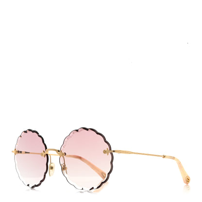 Chloe Rosie Bevelled Round Sunglasses CE142S Gold Gradient Coral 1 of 6