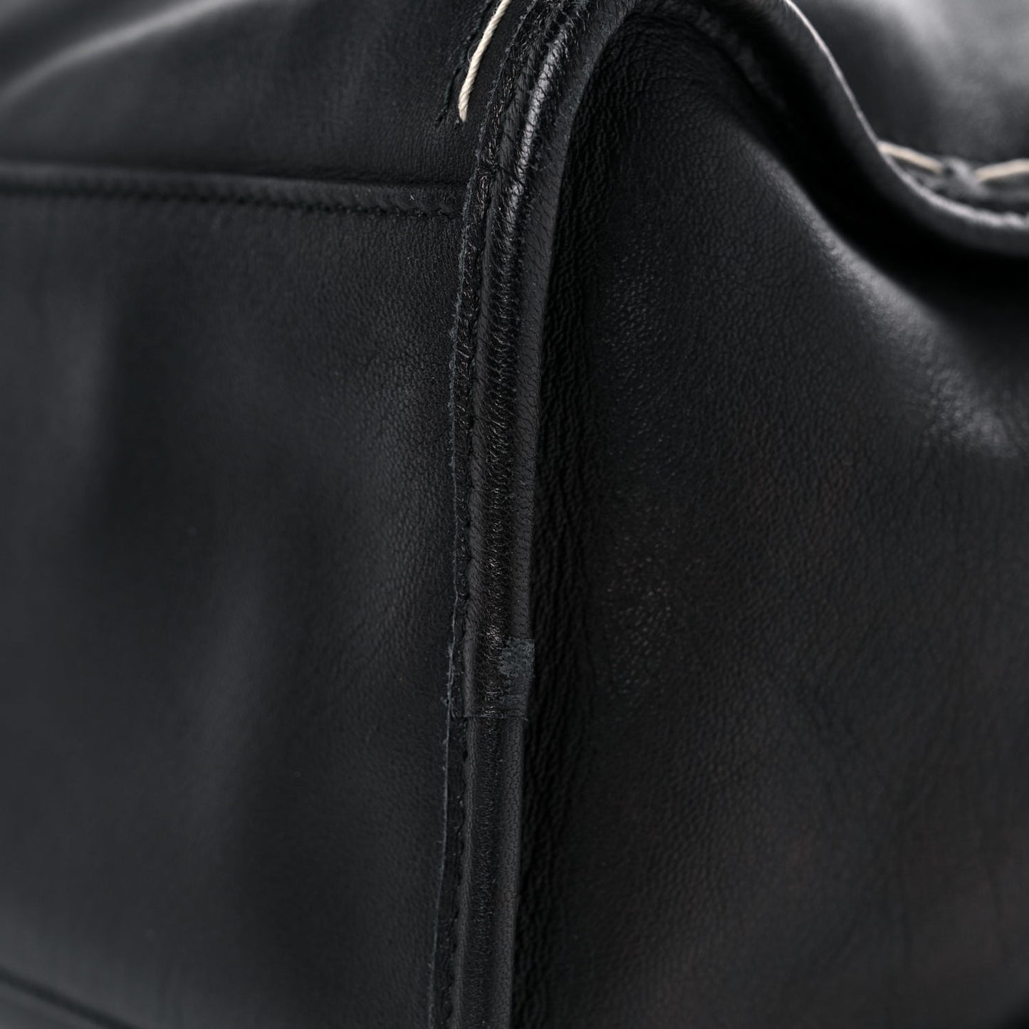 Calfskin Topstitch Classic Silver Hardware City Black