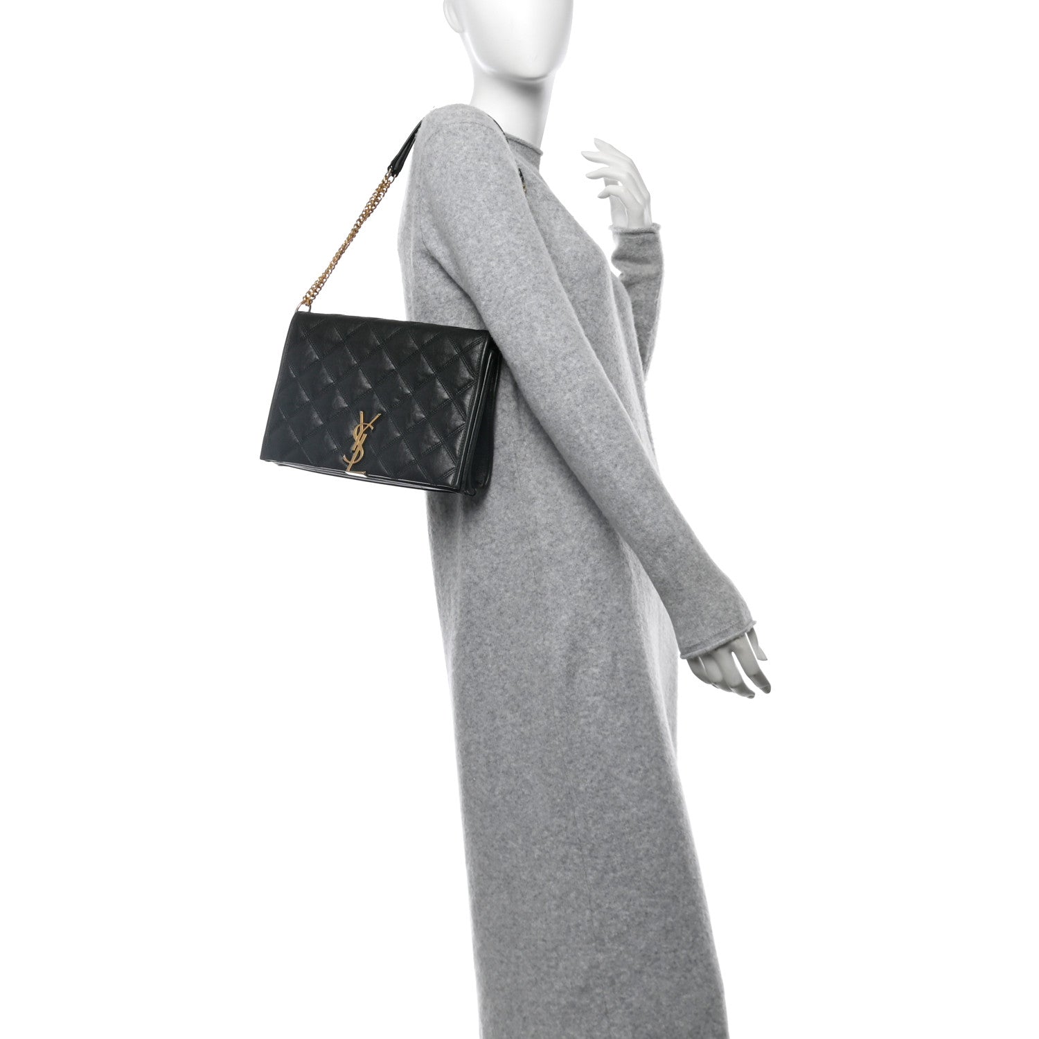 Saint Laurent Lambskin Quilted Mini Becky Chain Bag Vert Fonce 2 of 21