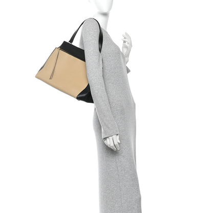 Celine Smooth Calfskin Medium Bi-Color Edge Shoulder Bag Black Beige 2 of 11