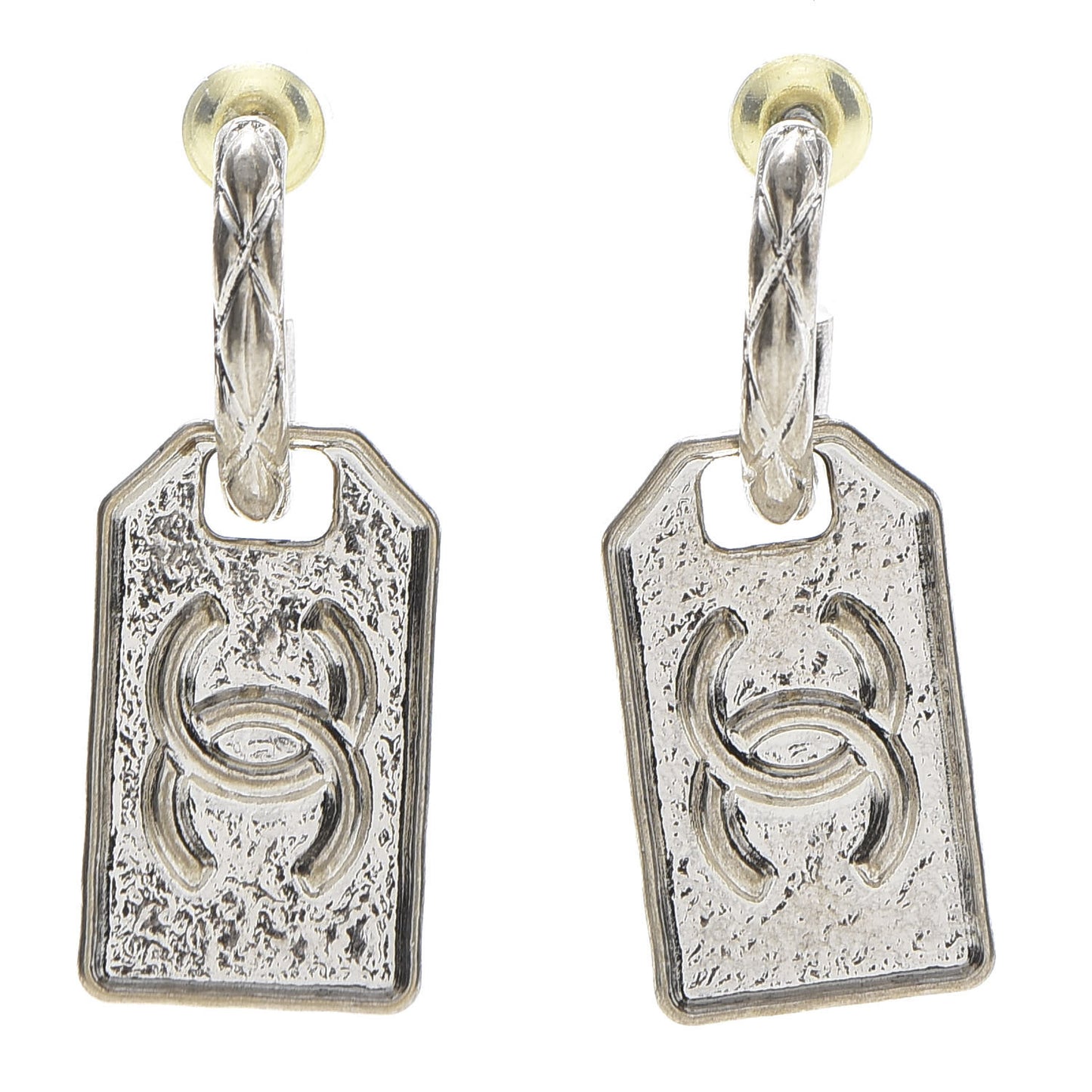 CC Tag Drop Earrings Gold