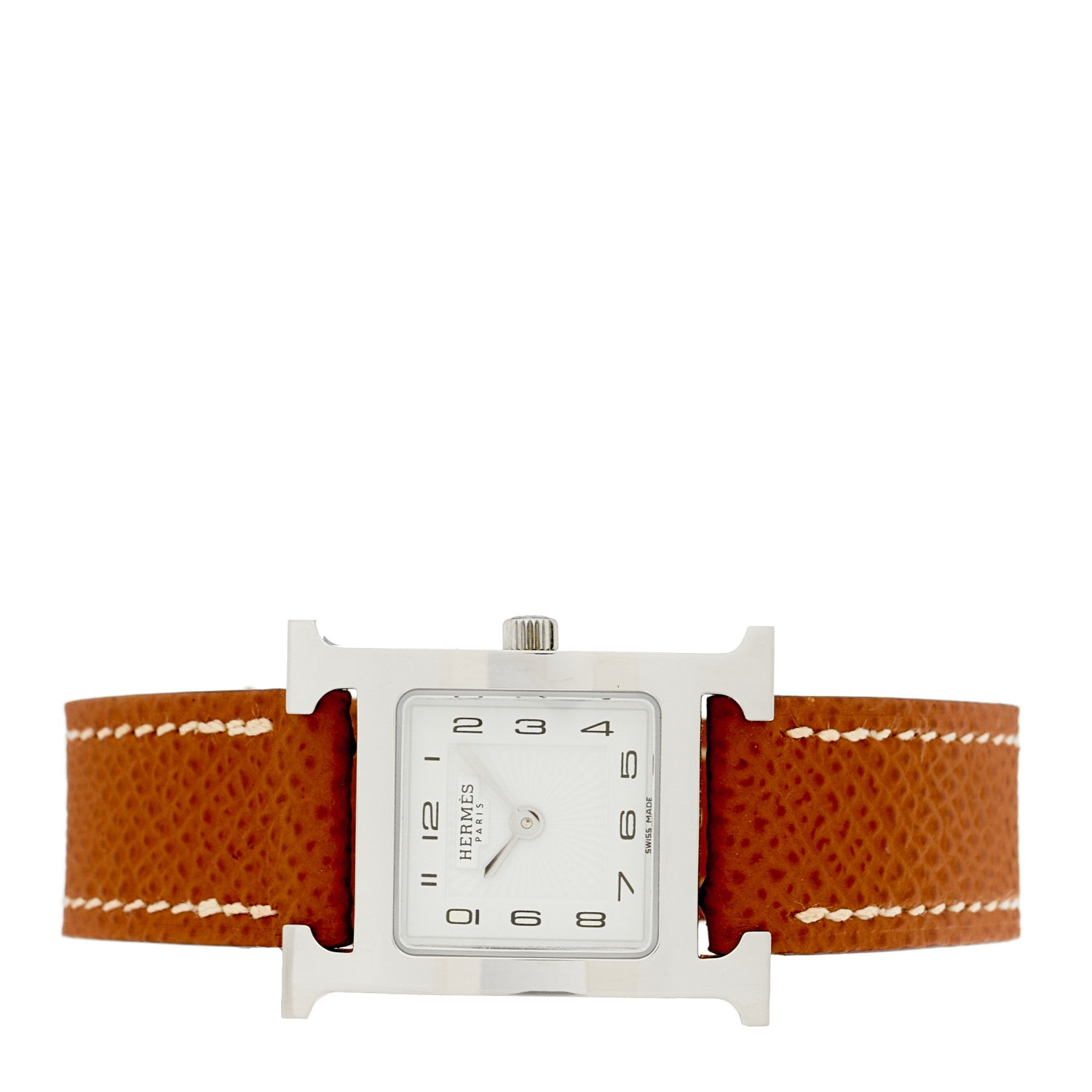 Hermes Stainless Steel Epsom 21mm Heure H Hour Quartz Watch Gold 2 of 4