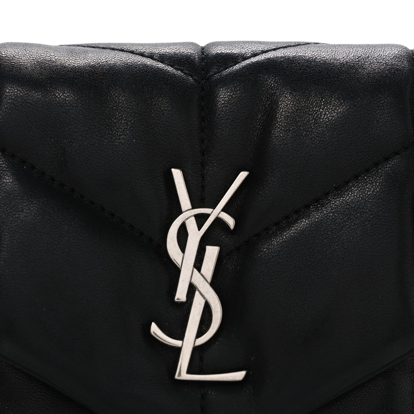 Lambskin Quilted Toy Loulou Puffer Monogram Chain Satchel Black