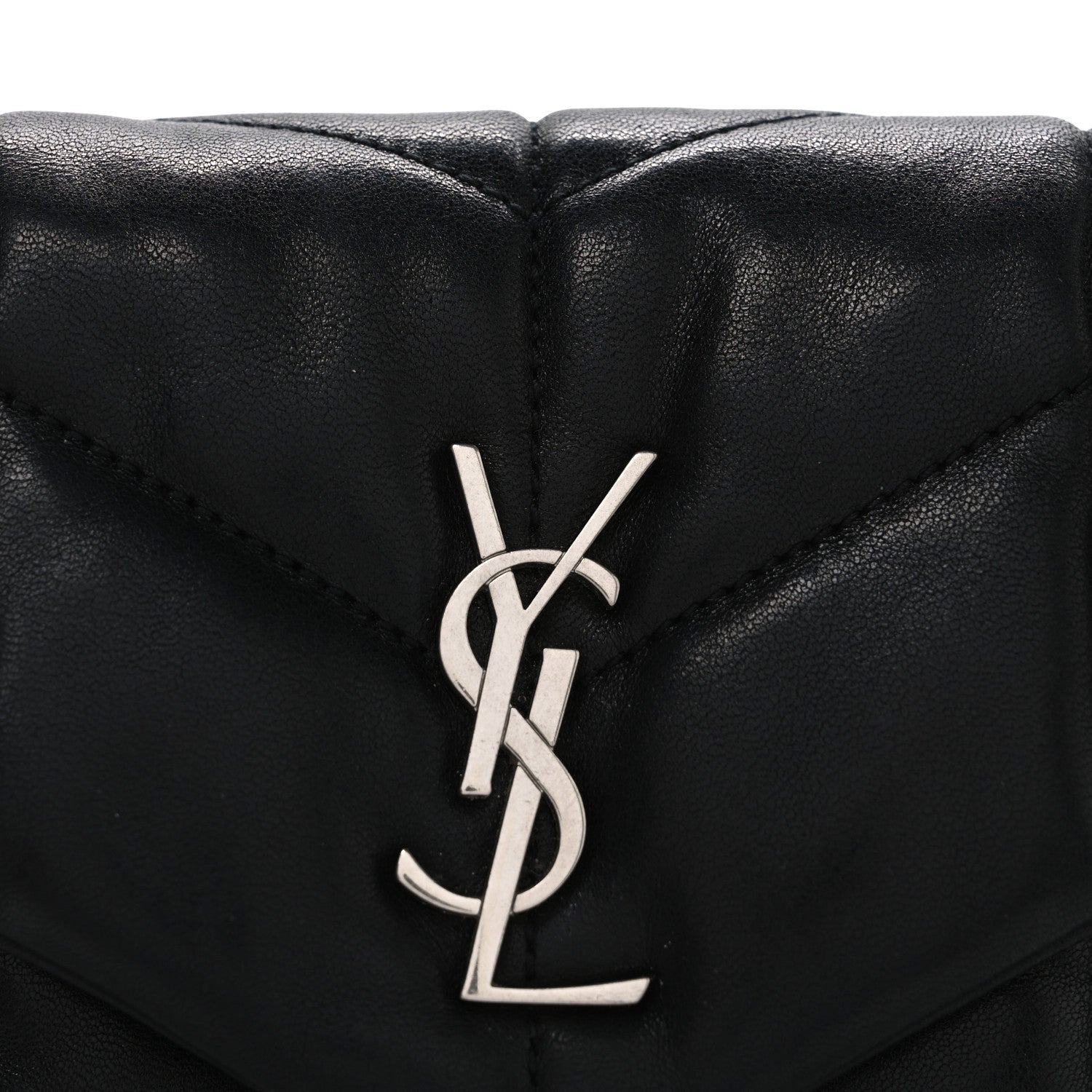 Saint Laurent Lambskin Quilted Toy Loulou Puffer Monogram Chain Satchel Black 8 of 12