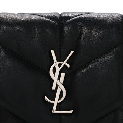 Saint Laurent Lambskin Quilted Toy Loulou Puffer Monogram Chain Satchel Black 8 of 12