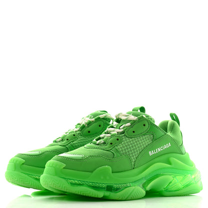 Balenciaga Fabric Mesh Clear Sole Womens Triple S Sneakers 38 Green 3 of 7