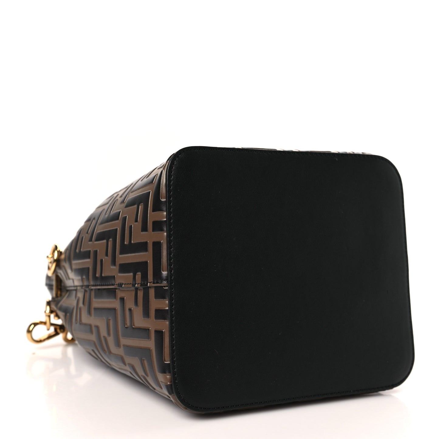 Vitello Grace F is Fendi Bi-Color FF 1974 Embossed Grande Mon Tresor Bucket Bag Maya Black Fragola
