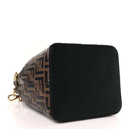 Fendi Vitello Grace F is Fendi Bi-Color FF 1974 Embossed Grande Mon Tresor Bucket Bag Maya Black Fragola 4 of 9