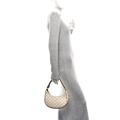 Celine Canvas Calfskin Ava Triomphe Shoulder Bag White 2 of 13
