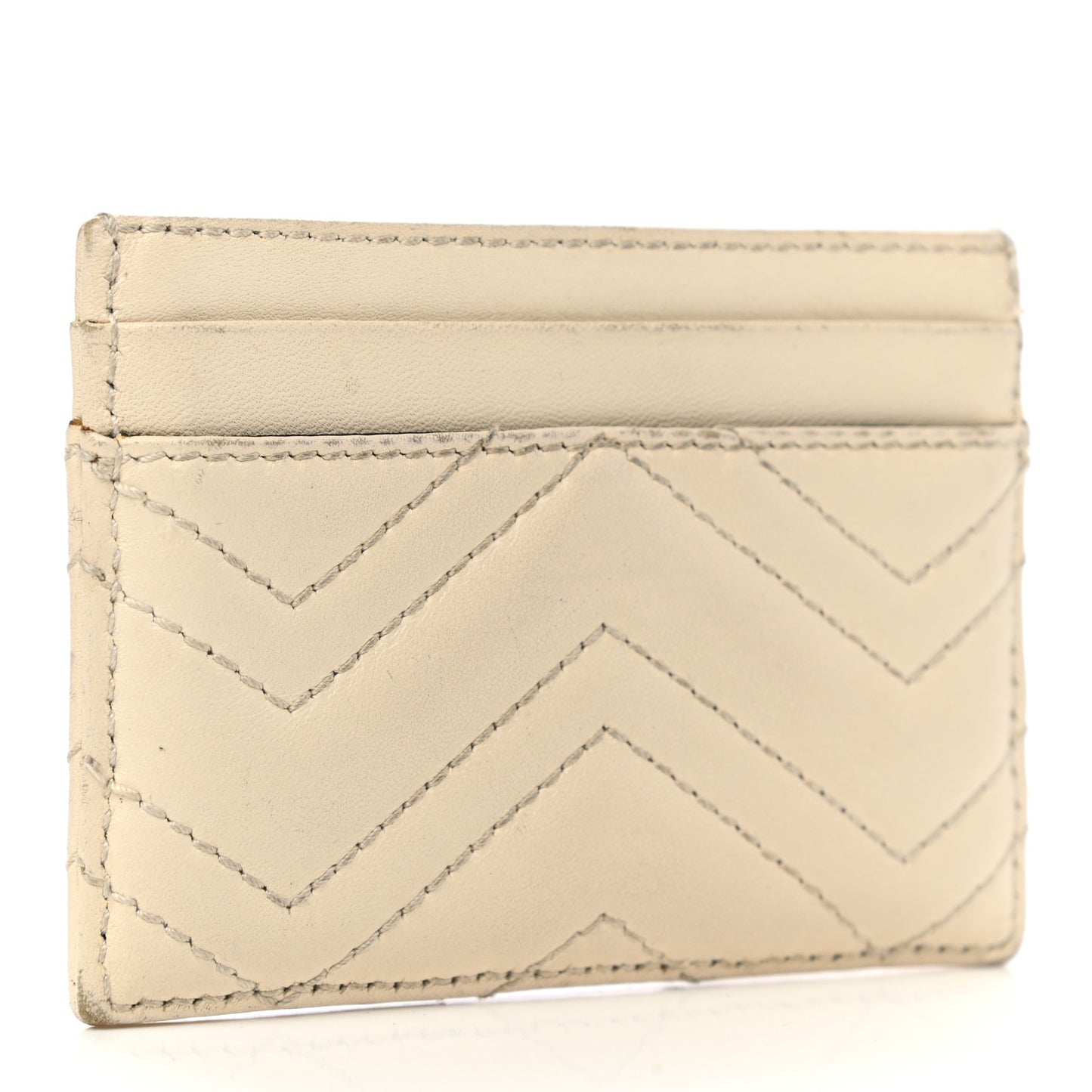 Calfskin Matelasse GG Marmont Card Holder White