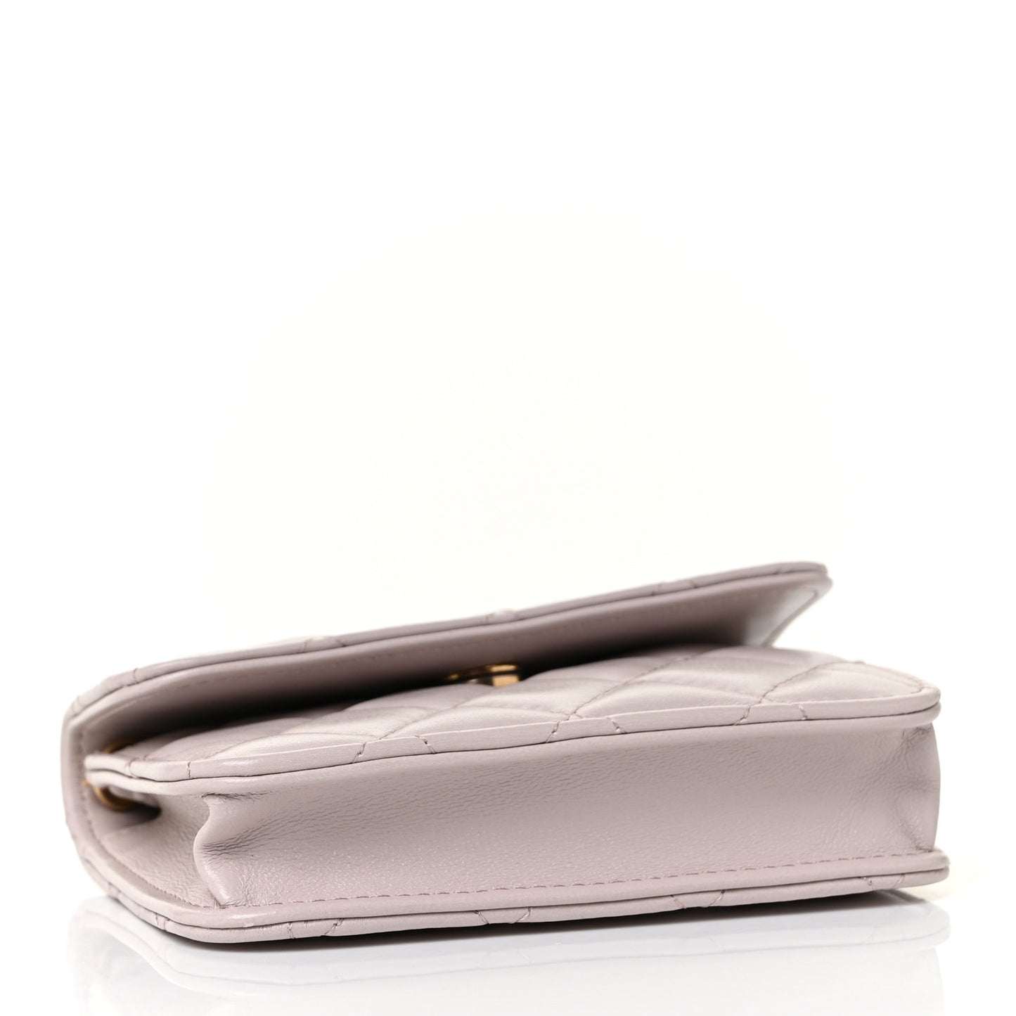 Lambskin Quilted Pearl Crush Clutch With Chain Light Purple