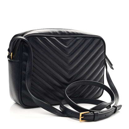 Saint Laurent Calfskin Matelasse Monogram Lou Camera Bag Navy 3 of 10