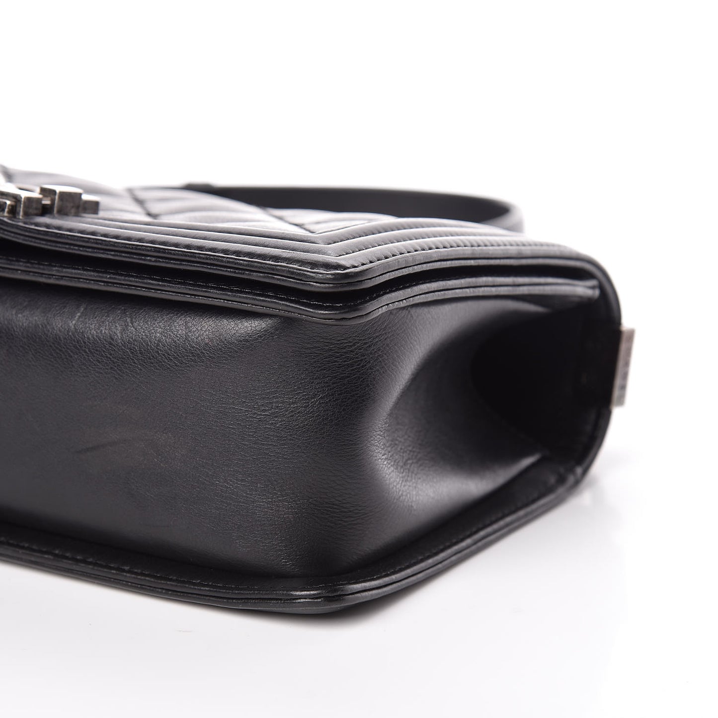 Calfskin Double Stitch Medium Boy Flap Black