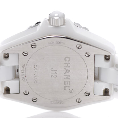 Chanel Stainless Steel Ceramic Diamond Mother of Pearl 33mm J12 Quartz Watch White 5 of 6