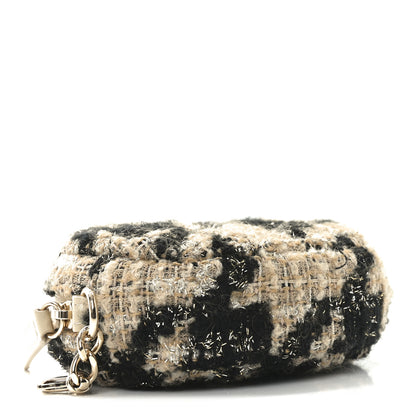 Chanel Tweed Shearling Quilted Coin Purse Beige Black 4 of 6