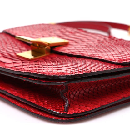 Celine Snakeskin Medium Classic Box Flap Red 9 of 10