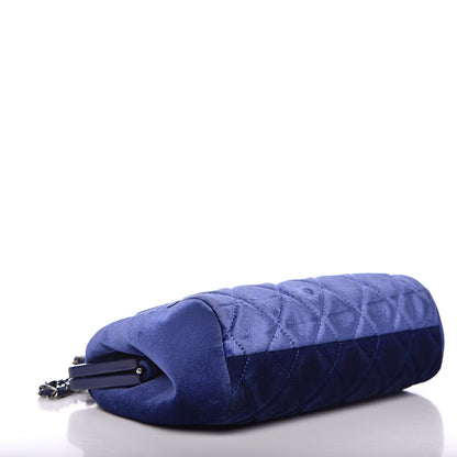 Chanel Velvet Quilted Kiss Lock Evening Bag Blue 4 of 12