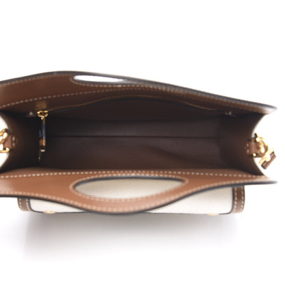 Burberry Canvas Smooth Calfskin Two Tone Mini Pocket Bag Natural Malt Brown 5 of 10
