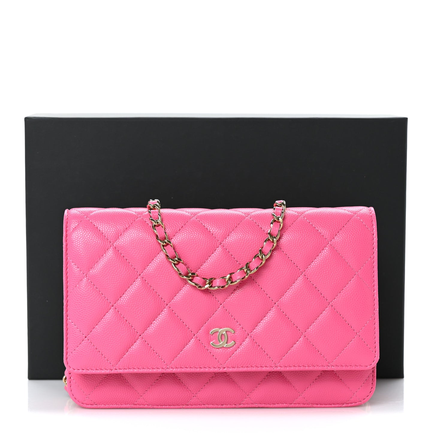 Caviar Quilted Wallet On Chain WOC Rose