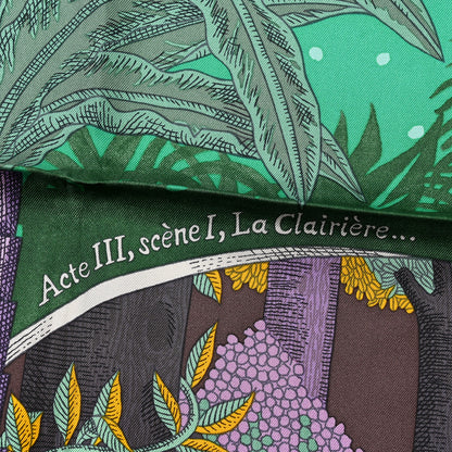 Hermes Silk Twill Acte III Scene I La Clairiere Scarf 90 Rouge Vert Mauve 3 of 6