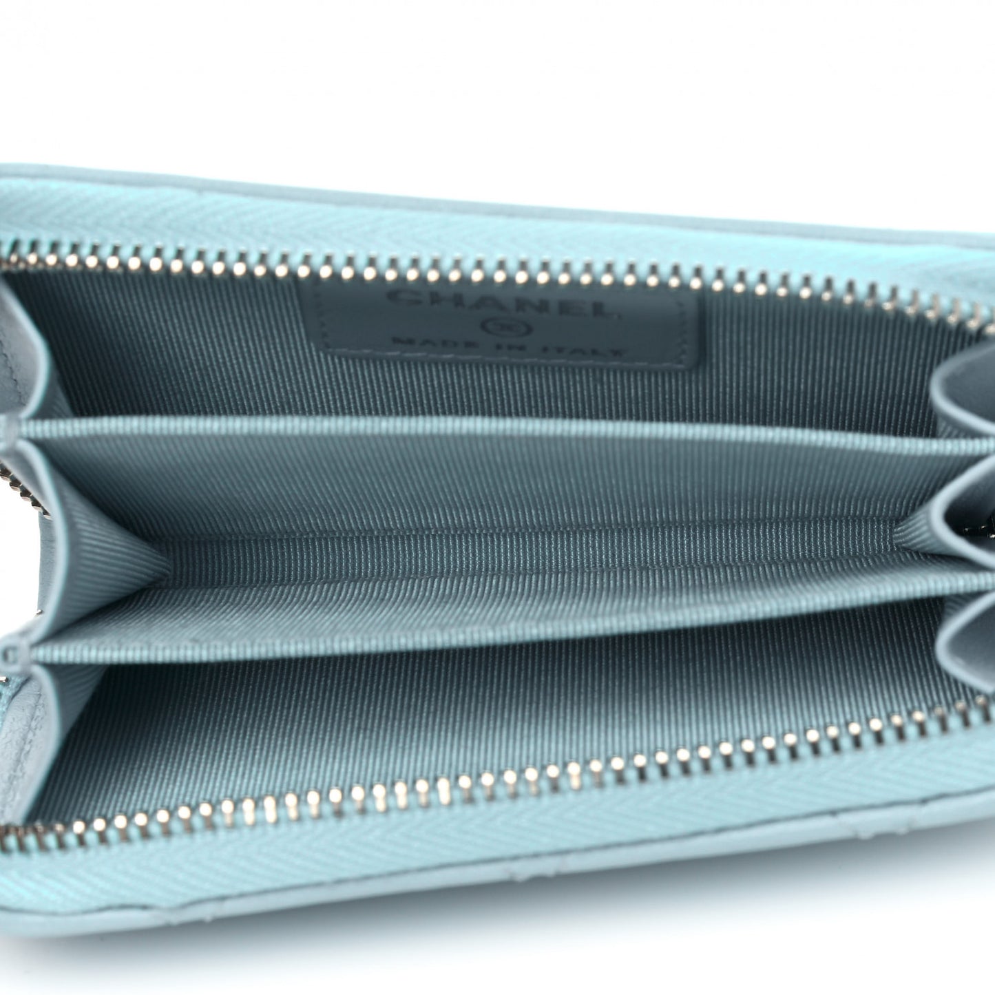 Lambskin Quilted Zip Around Coin Purse Wallet Neon Blue