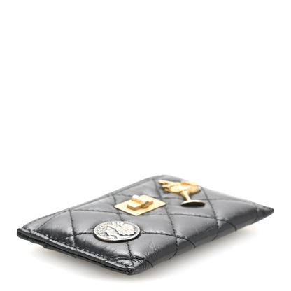 Chanel Aged Calfskin Quilted Lucky Charms Reissue Card Holder Black 4 of 9