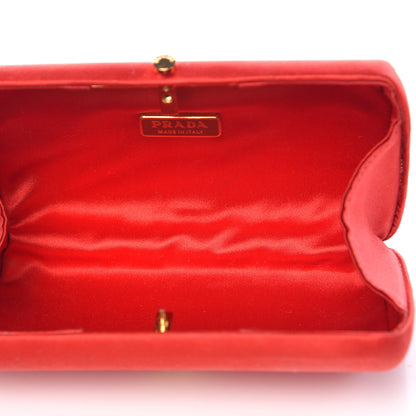Prada Satin Box Clutch Fuoco 5 of 8