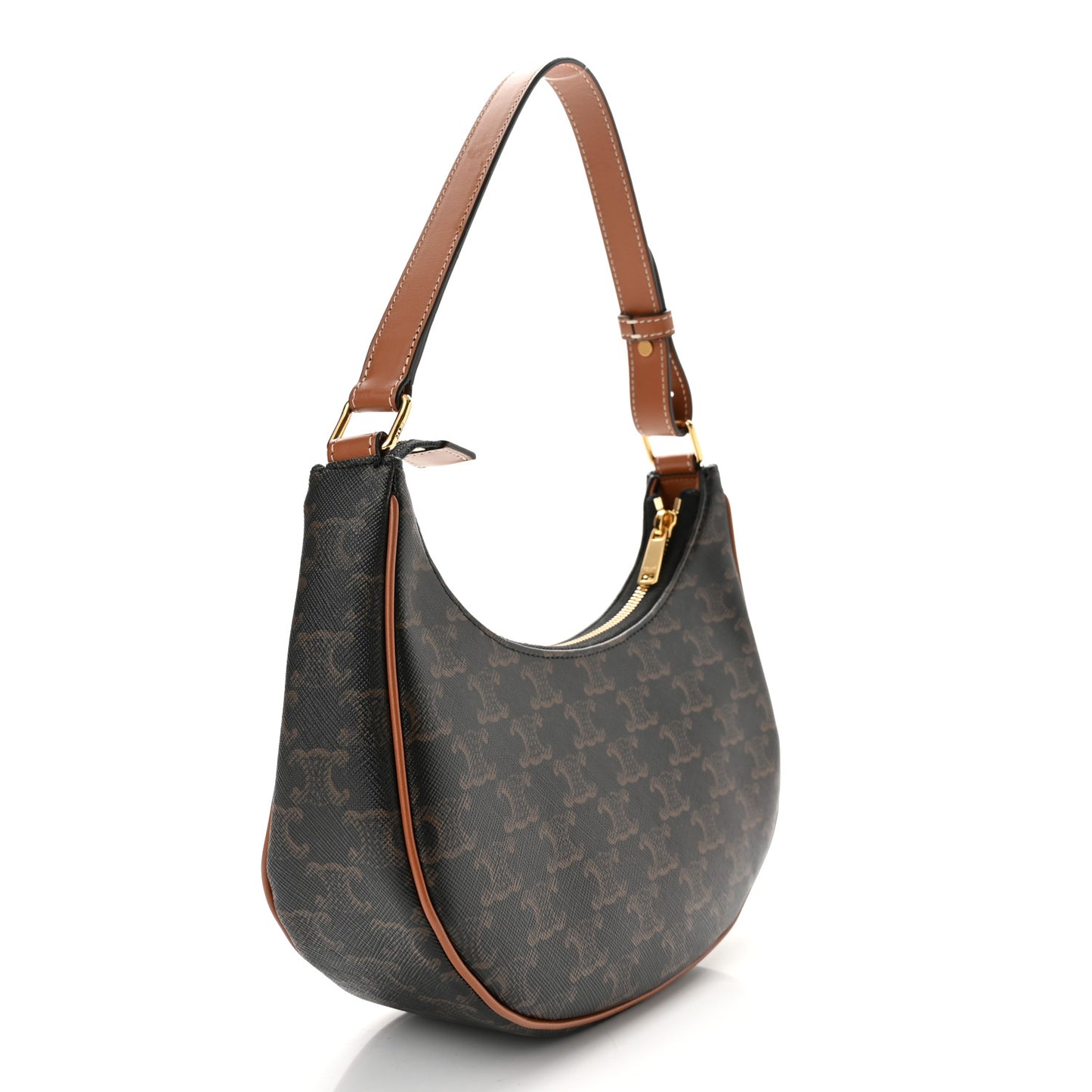 Triomphe Canvas Calfskin Ava Shoulder Bag Tan