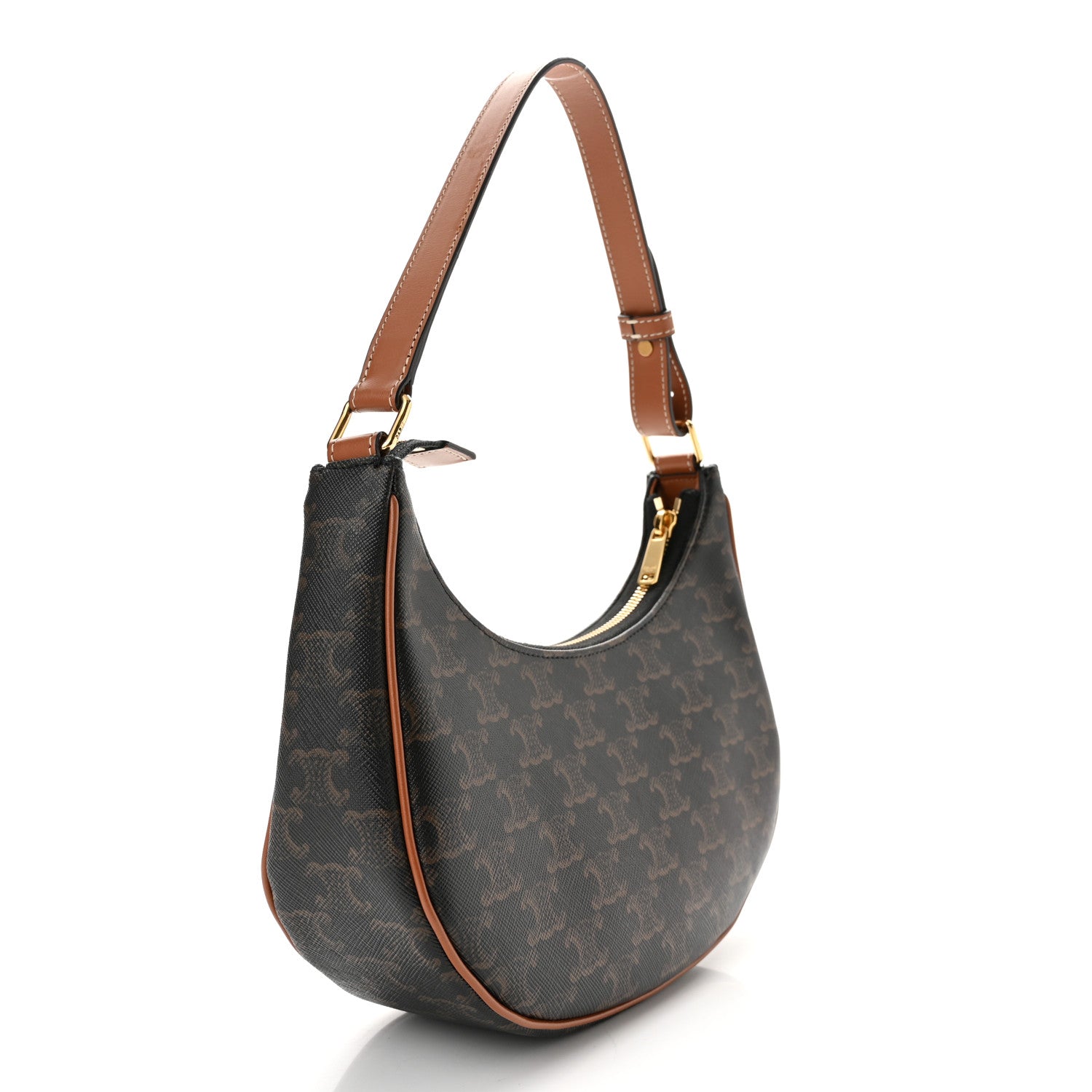 Celine Triomphe Canvas Calfskin Ava Shoulder Bag Tan 3 of 10