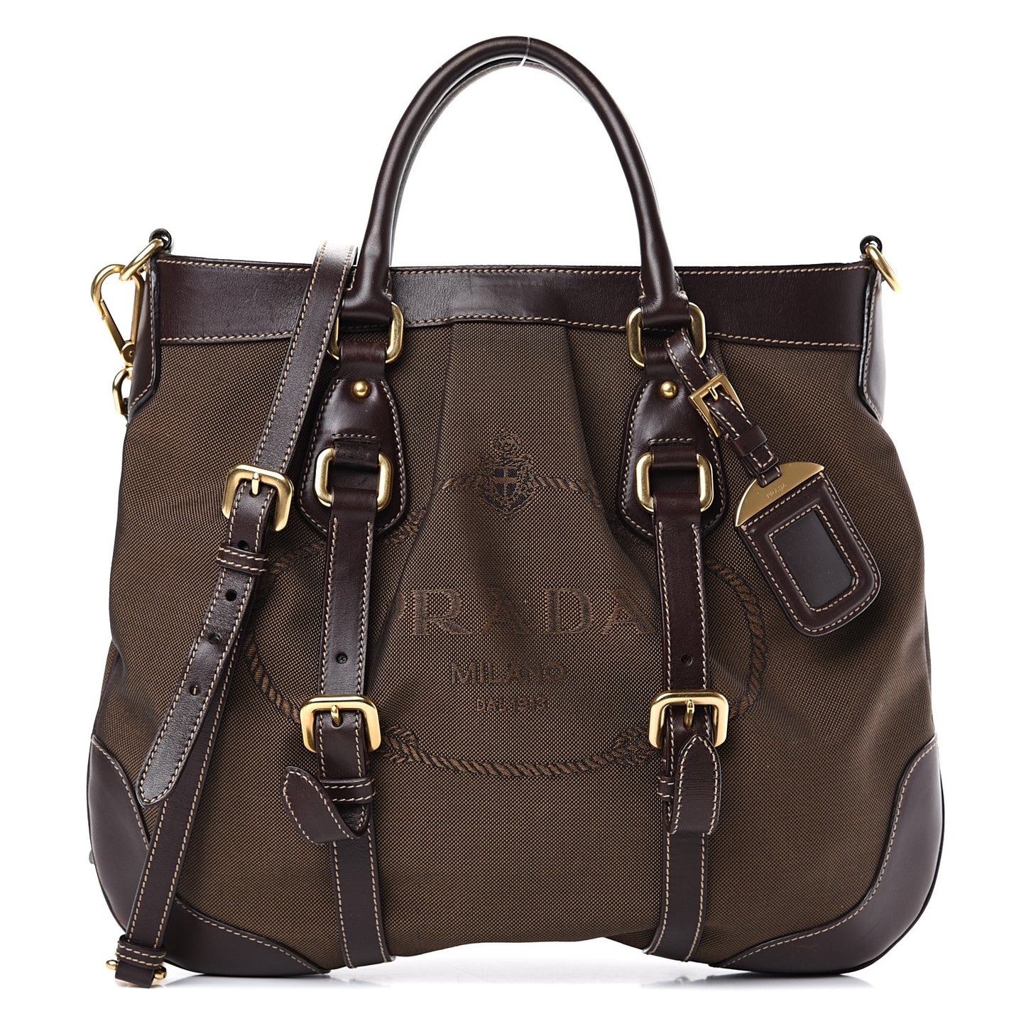 Jacquard Logo Tote Brown