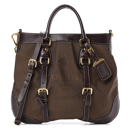 Prada Jacquard Logo Tote Brown 1 of 14
