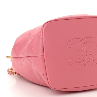 Chanel Lambskin Quilted Antique Signs Drawstring Bag Pink 9 of 10