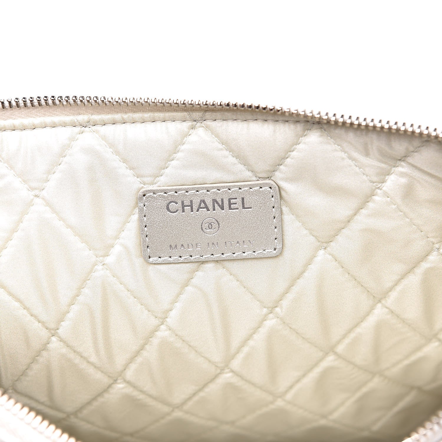Chanel Metallic Lambskin Star Embossed Medium Cosmetic Pouch Light Silver 6 of 10