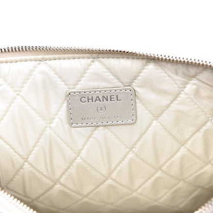 Chanel Metallic Lambskin Star Embossed Medium Cosmetic Pouch Light Silver 6 of 10