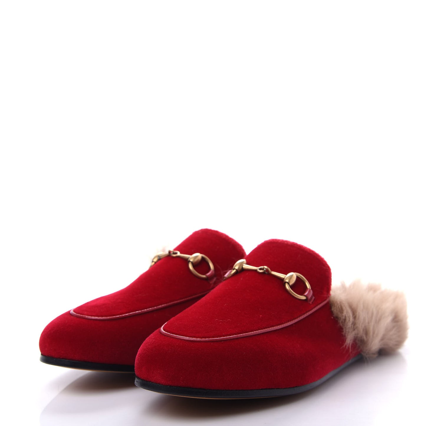 Velvet Fur Womens Princetown Slippers 37 Hibiscus Red