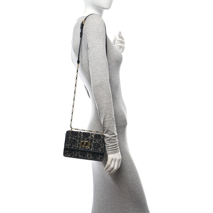 Christian Dior Tweed Macrocannage Mini Miss Caro Bag Black White 2 of 12