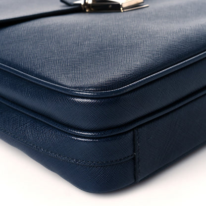 Prada Saffiano Messenger Satchel Bluette 9 of 11