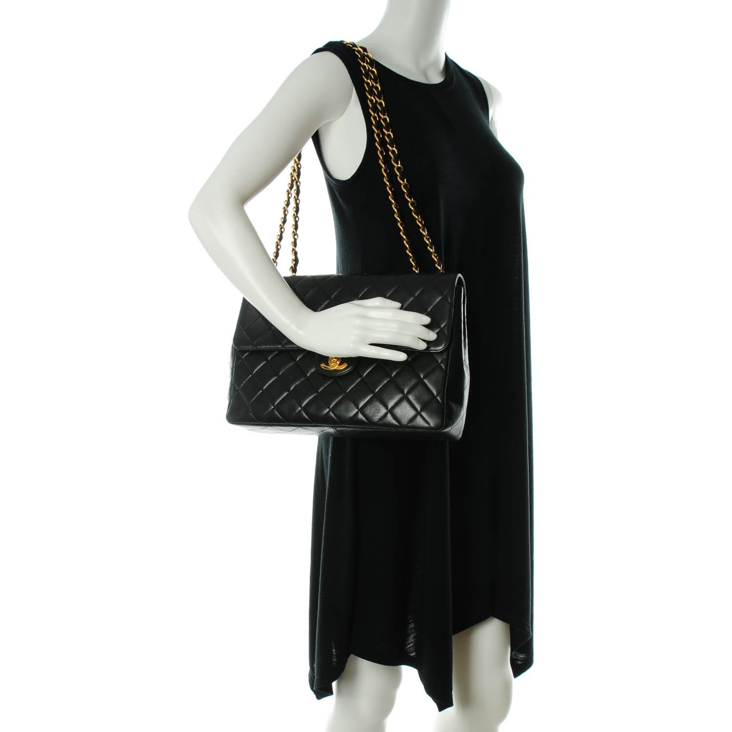 Chanel Lambskin Quilted Jumbo Flap Black 2 of 9