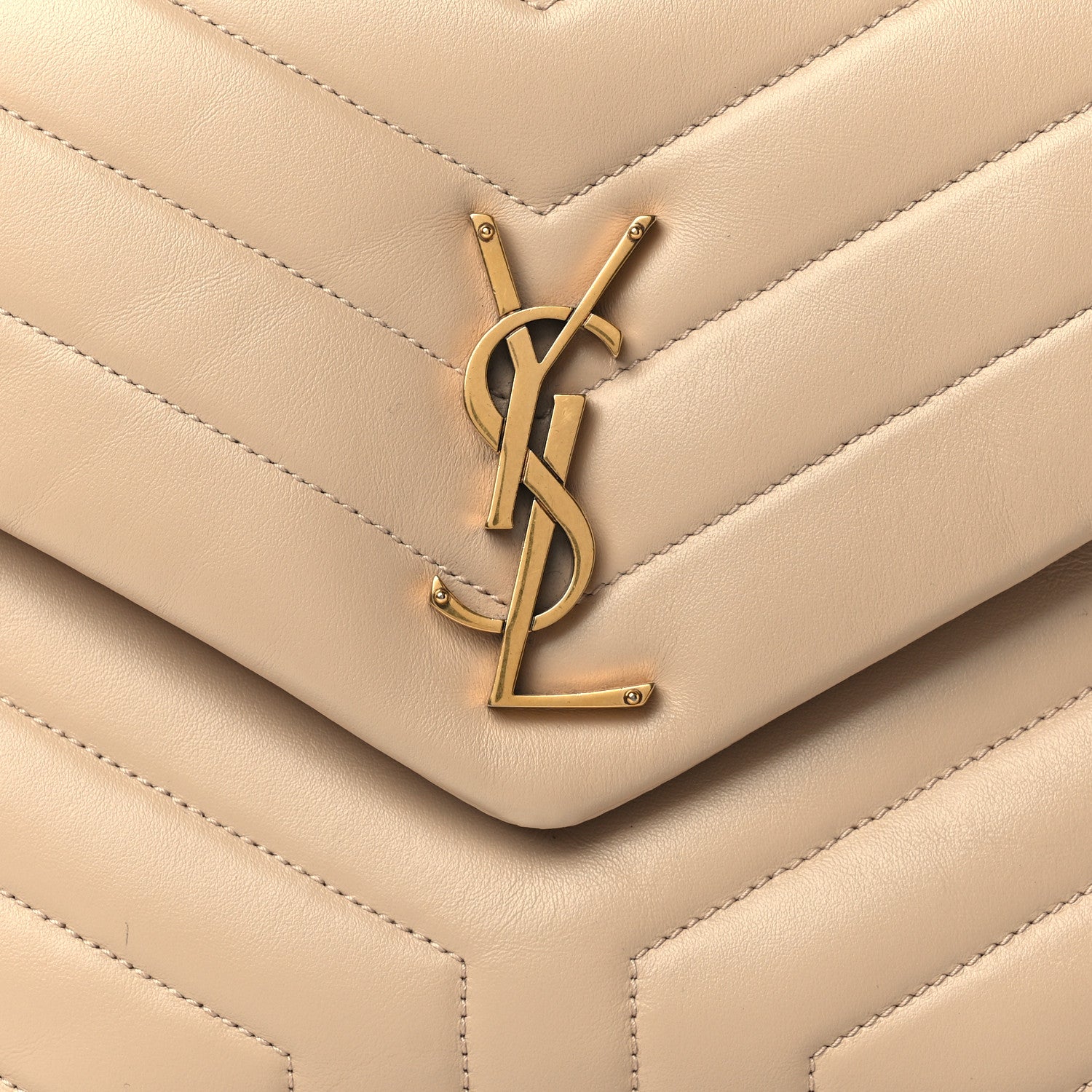 Saint Laurent Calfskin Y Quilted Monogram Medium Loulou Chain Satchel Dark Beige 7 of 7
