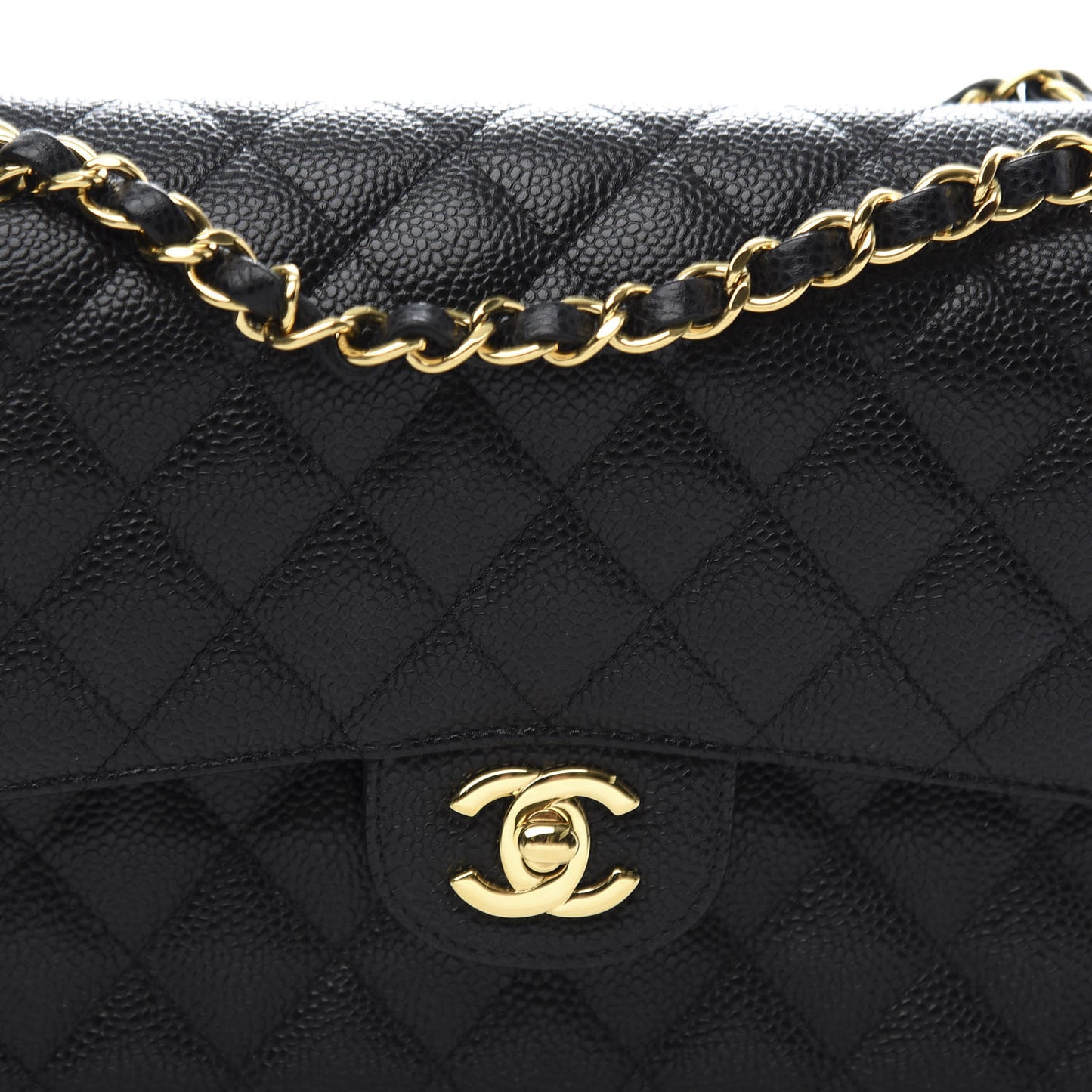 Caviar Quilted Medium Double Flap Black