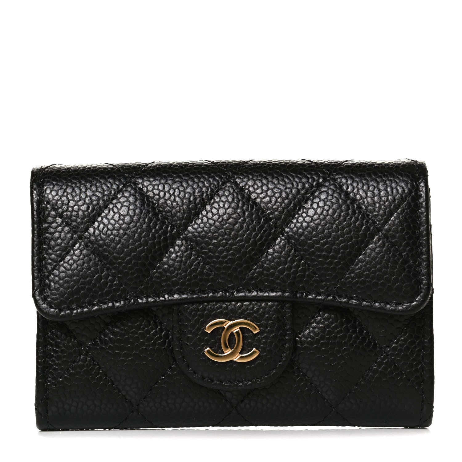 Chanel Caviar Quilted Flap Card Holder Wallet Black 1 of 11