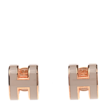 Hermes Rose Gold Lacquered Mini Pop H Earrings Marron Glace 1 of 4