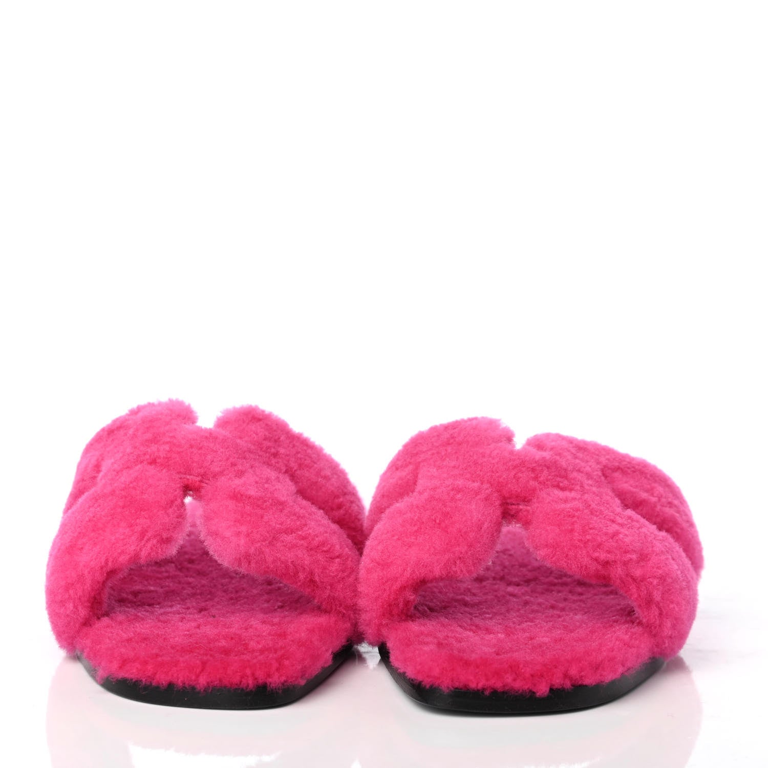 Hermes Woolskin Oran Sandals 37 Rose Fuchsia 2 of 7