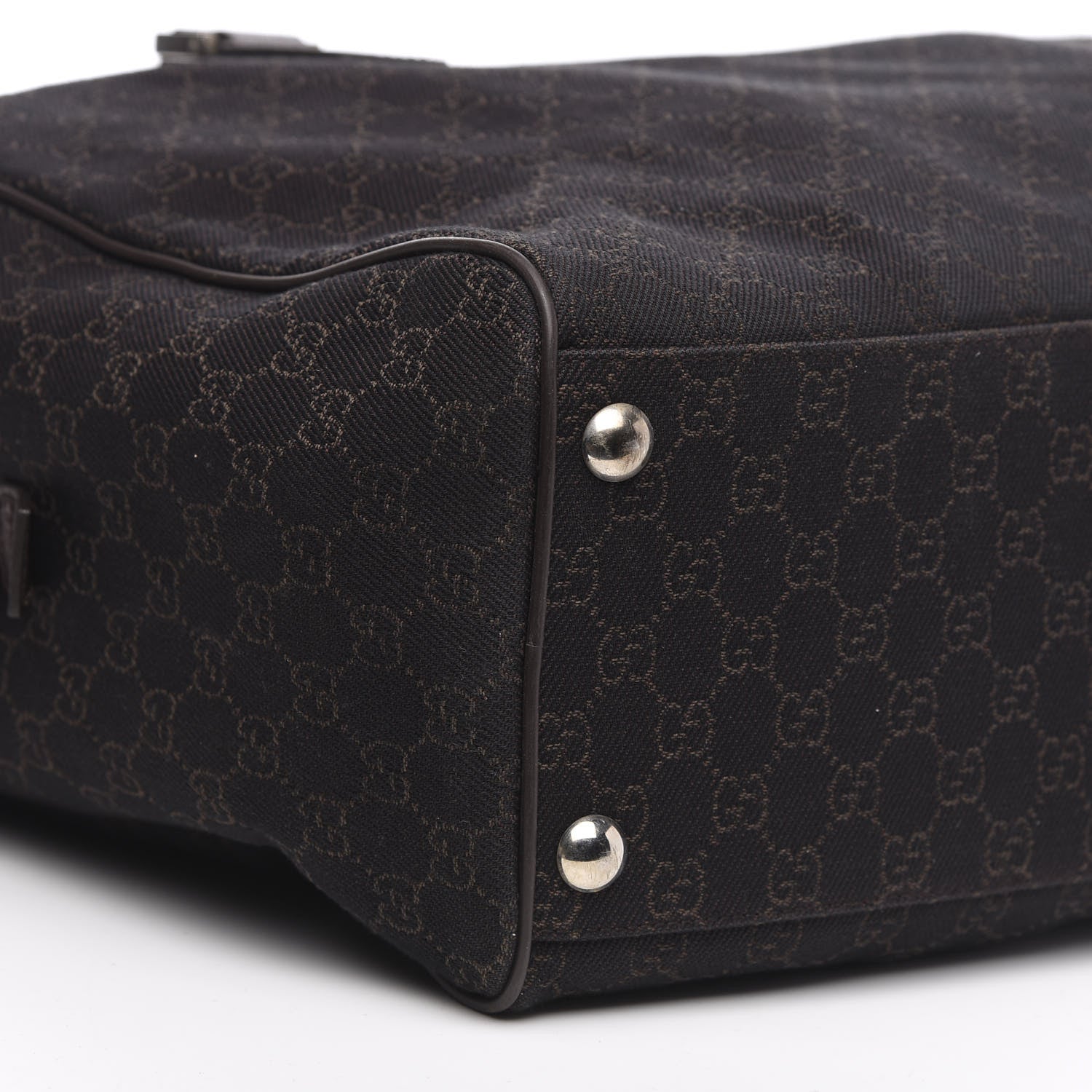 Gucci Denim Monogram Large Carry On Duffle Dark Brown 7 of 8